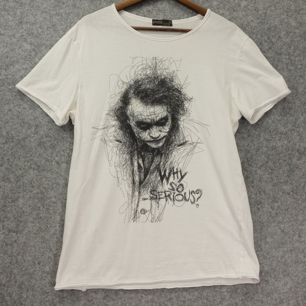 Joker Why So Serious Shirt MEDIUM Italian Sketch Art Grunge Heath Ledger Gotham